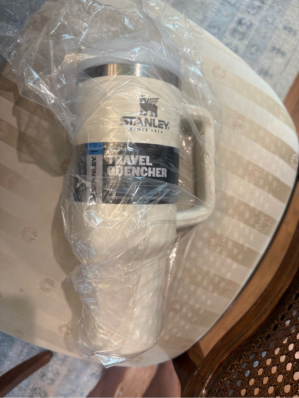Stanley Cream Travel Quencher Mug with Stainless Accent